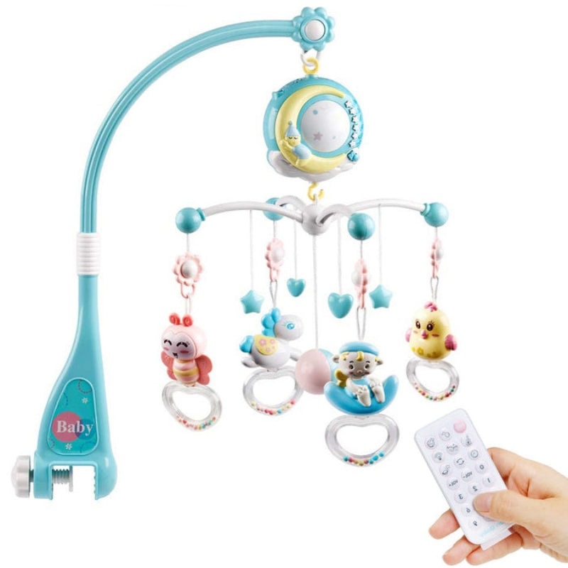 DreamBuds – Mobile fürs Kinderbett mit hängendem Spielzeug sanfter Musik und ferngesteuerten Nachtlichtern