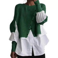 Salome – Rundhals Langarmpullover mit Knopfdetail für Komfort