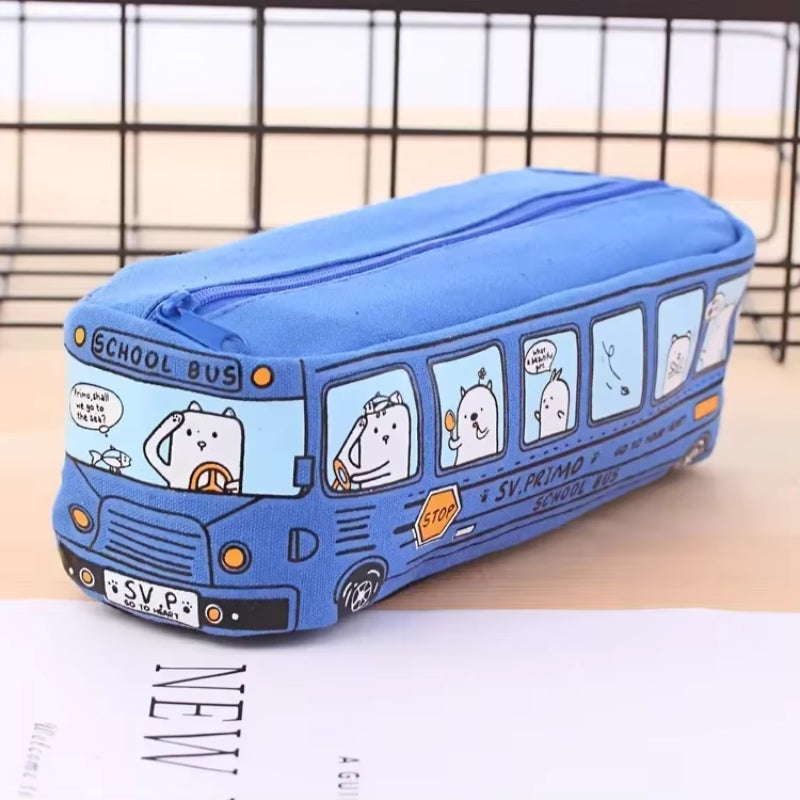 DeskZip - Kreatives Bus Federmäppchen Set mit Reißverschluss und großem Stauraum
