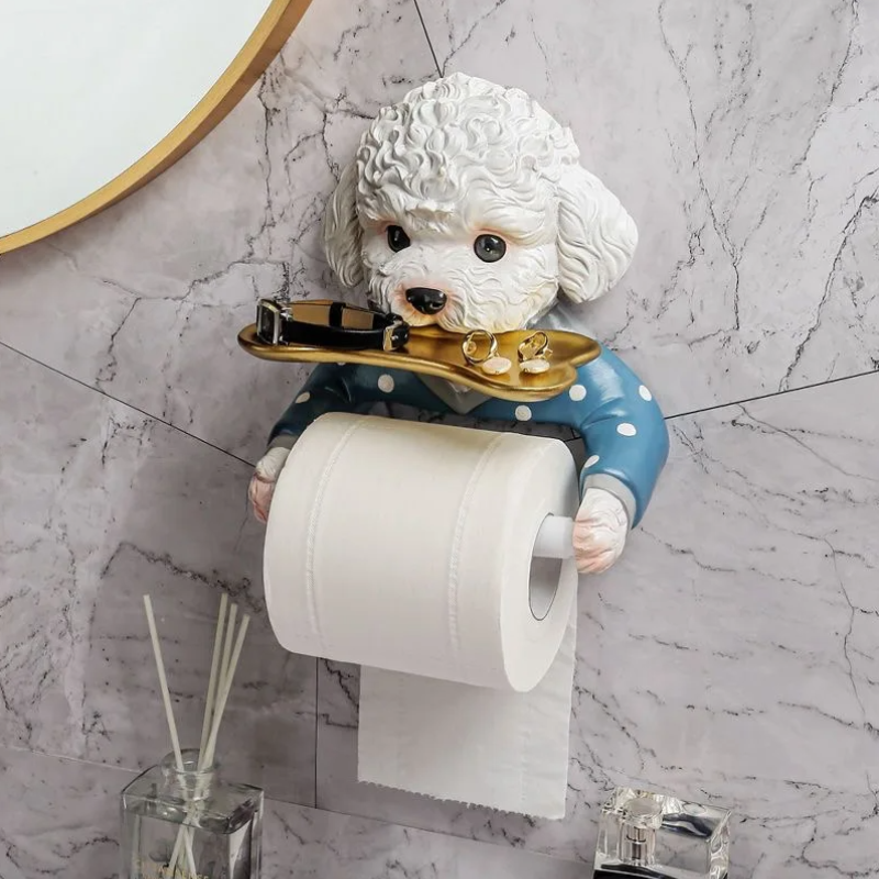 Rollover – Toilettenpapierhalter in Hundeform mit Ablage für die Badezimmerdekoration