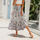 Anika – Modischer bedruckter lockere langer Blumenrock mit Rüschen und elastischer Taille