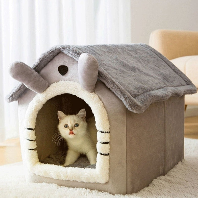 PawLoom – Flauschiges Haustierhaus für den Innenbereich mit waschbarem und abnehmbarem Bezug