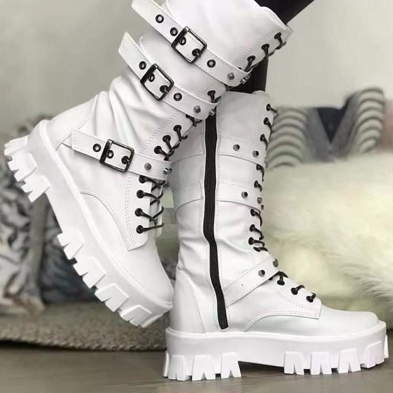 Emilia – Lässige rutschfester Sohle Stiefel mit Reißverschluss und Schnallen