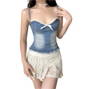 Anna – Schlanke Passform Spaghettibluse mit Schleifendesign