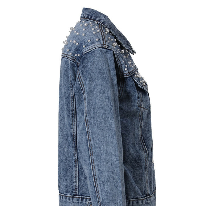Zerline – Langärmlige Jacke mit Perlendetail Knöpfen und Taschen