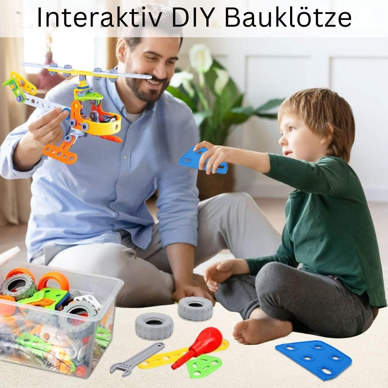 CreatiBuild - Bauklotz Set für Kinder mit Aufbewahrungsbox und kreativem Konstruktionsspiel
