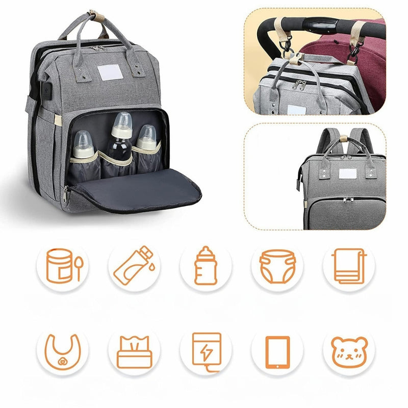 BabyNest - Tragbare Wickeltasche mit klappbarem Bett und organisierter Aufbewahrung