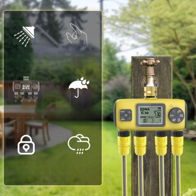 EcoHydra – Digitaler 4 Zonen-Bewässerungstimer mit LCD und intelligentem Ventilsystem