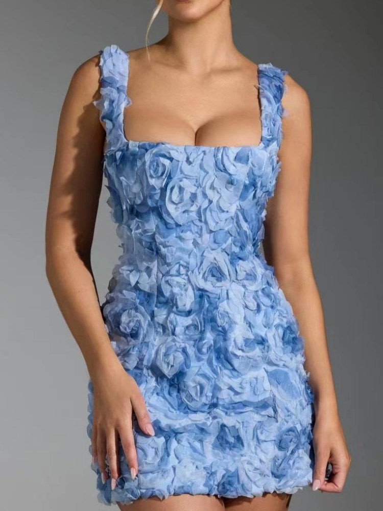 Melina – Modisches ärmelloses Blumen Minikleid mit Spaghettiträgern