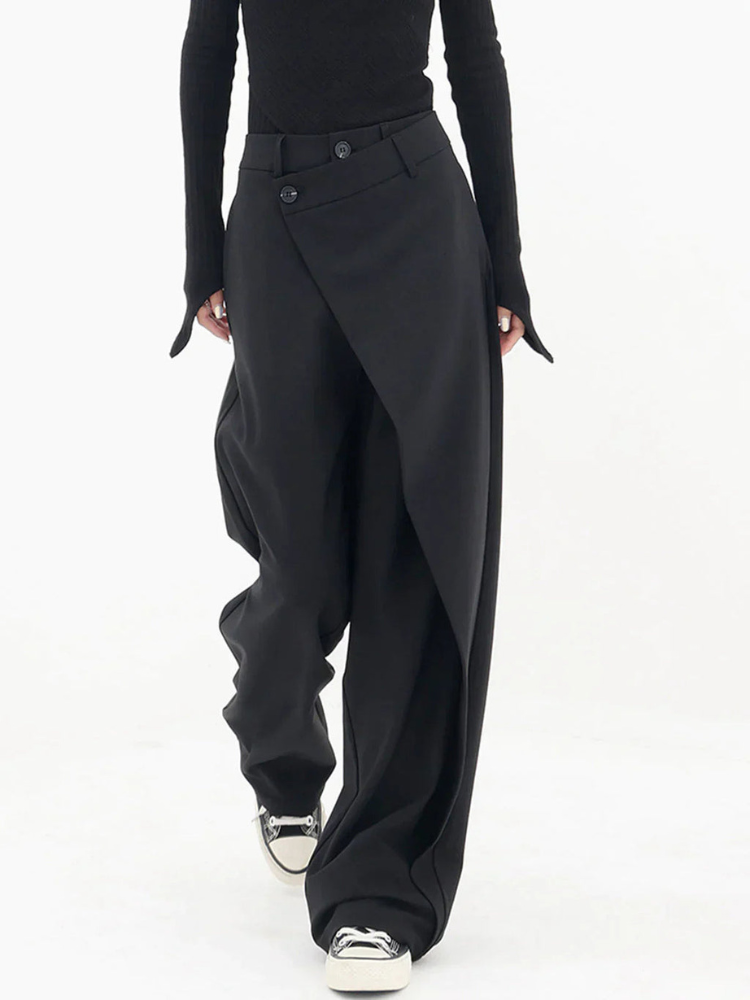 Elke – Hohe Taille weites Bein Hose mit lockerer Passform