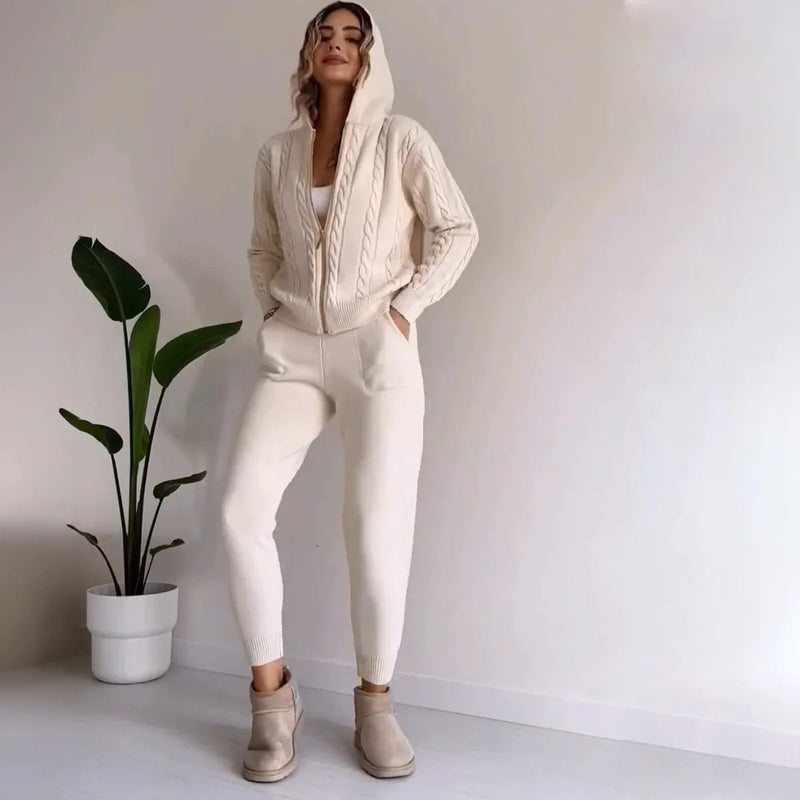 Hannah - Langärmeliger Pullover Mit Schlanke Hosen Handbesticktes Zweiteilig Satz