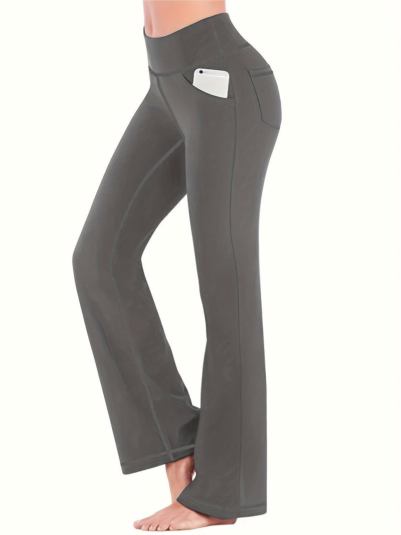 Anke – Schmal geschnittene Hose mit hoher Taille und weitem Bein und Taschen