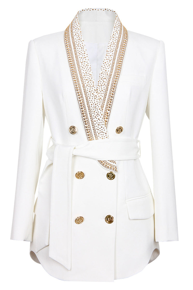 Celeste - Eleganter doppelreihiger blazer mit Taillengürtel
