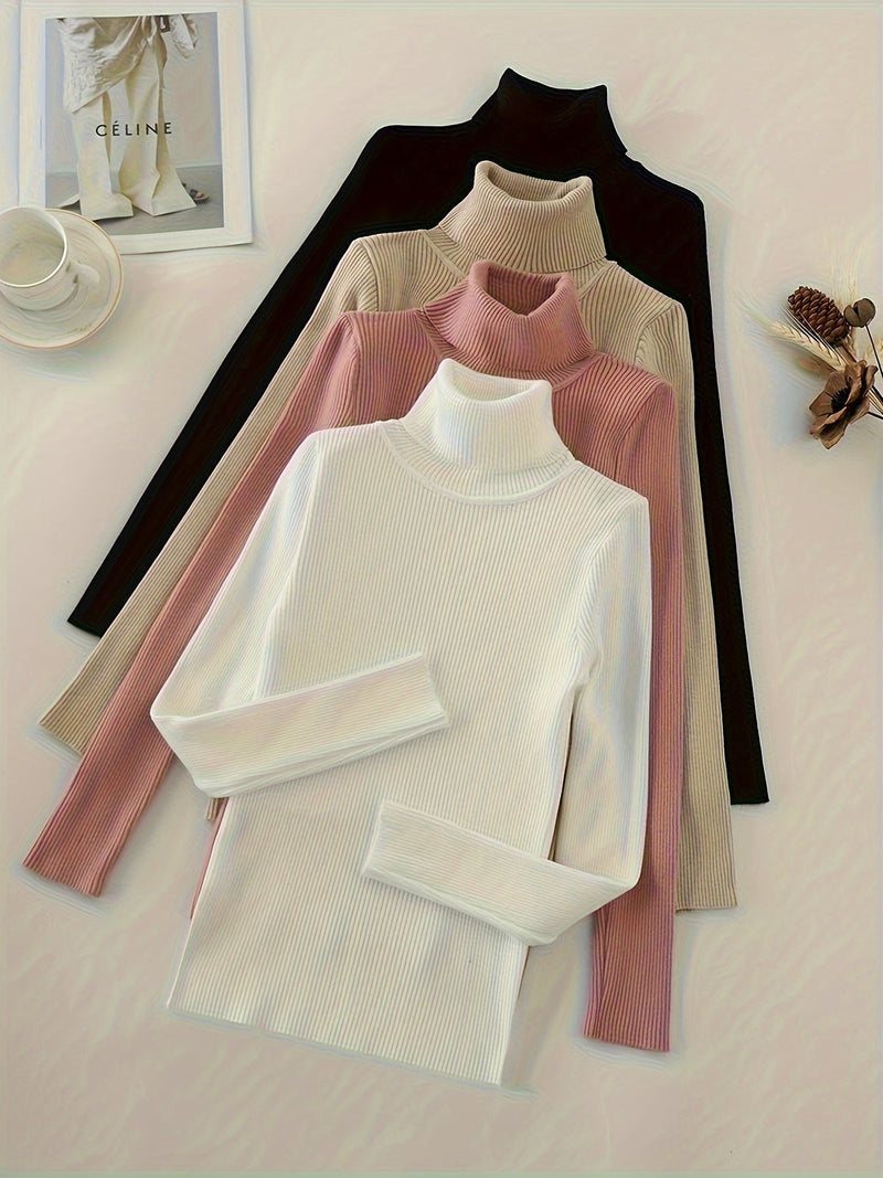 Mia - Bequem Langärmelig Rollkragenpullover