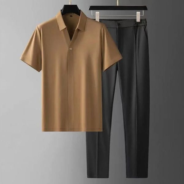 Carl - Schlanke Passform Kurzarmhemd und Taschenhose Zweiteiliges Satz
