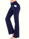 Anke – Schmal geschnittene Hose mit hoher Taille und weitem Bein und Taschen