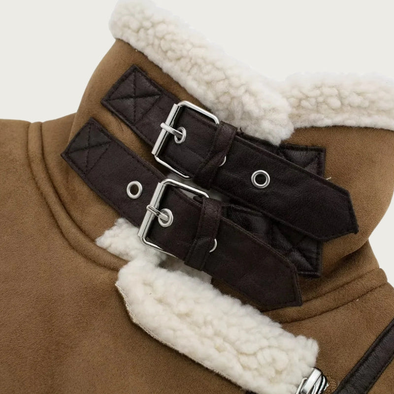 Clara - Bequeme Ärmellos Vlies Wildleder Jacke Mit Reißverschluß