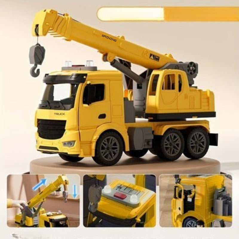 LiftMaster - Crane Truck Spielzeug Robustes Baufahrzeug mit realistischen Geräuschen und beweglichem Kran