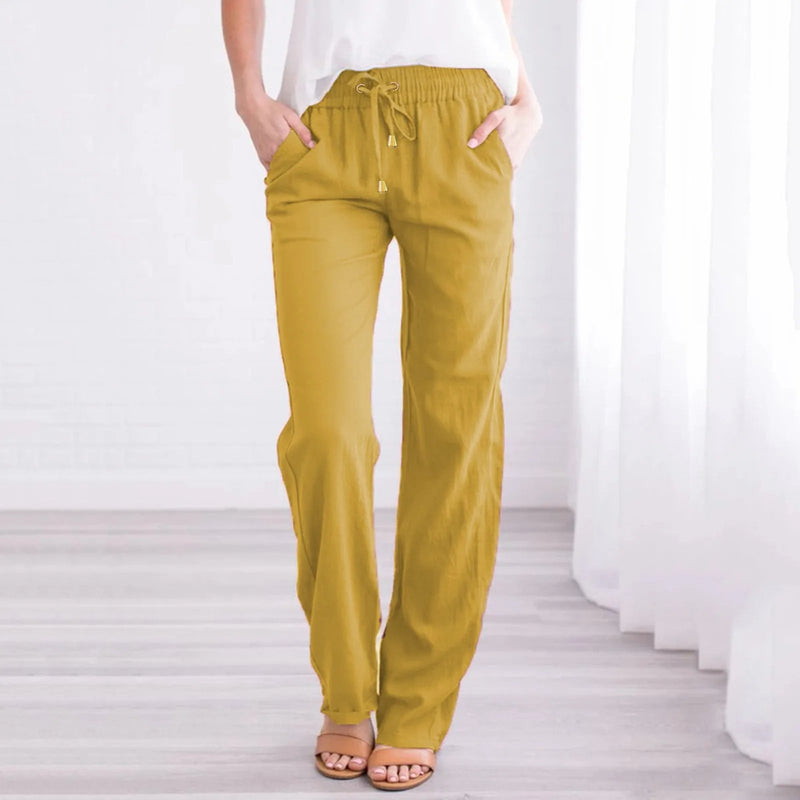 Lara - Leichte Hose mit elastischer Taille Kordelzug und Taschen