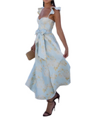 Alina – Modisches Ärmelloses Kleid mit Blumenprint und Schleife