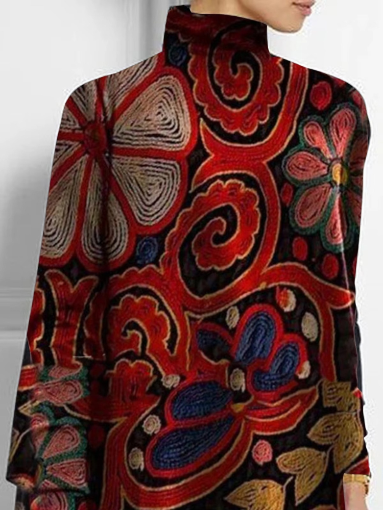 Emilia – Modische Lockere Passform Rollkragenbluse mit langen Ärmeln