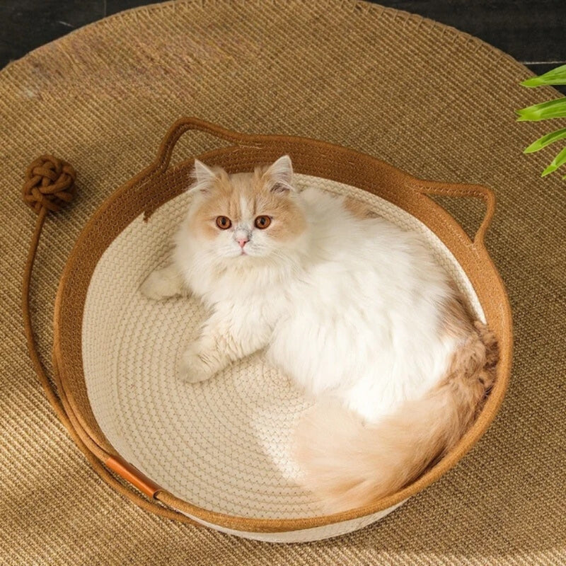 PurrNest – Handgewebtes Katzenbett aus Seil mit hohen Wänden und gemütlichem Entwerfen