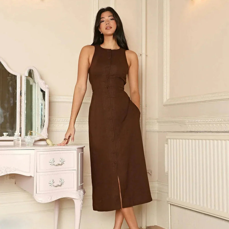 Anna - Elegantes Hemdkleid mit Knöpfen und Seitentaschen für einen raffinierten Look