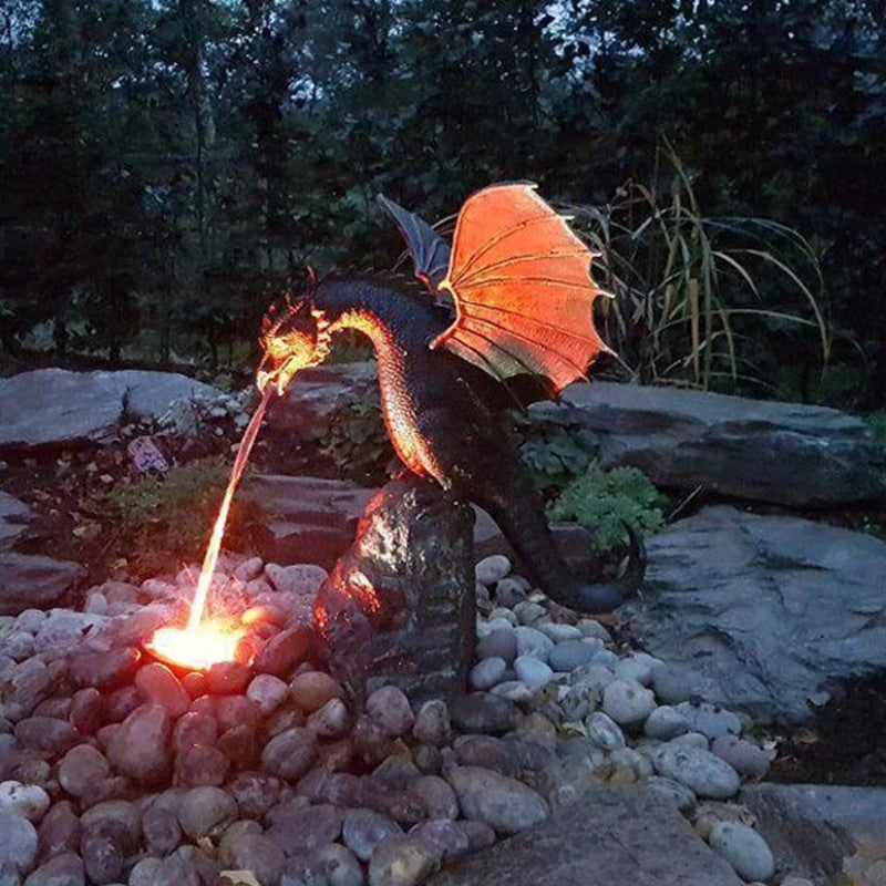 ZenDragon – Drachen Wasserbrunnen Skulptur mit fließendem Wasserspiel für den Garten