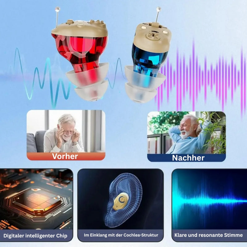HearTone – Wiederaufladbares Mini Hörgerät kabellos mit klarem verstärktem Klang