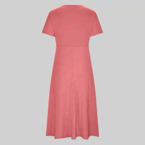 Selina – Elegantes Plisseekleid mit V Ausschnitt kurzen Ärmeln und Taschen