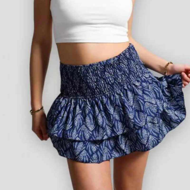 Leonie – Lässiger Hohe Taille Plissee Minirock mit Blumenprint