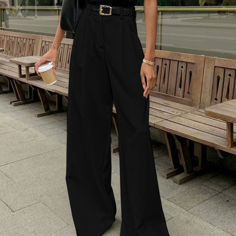 Diana – Lässige hoch taillierte Hose mit weitem Bein und Taschen