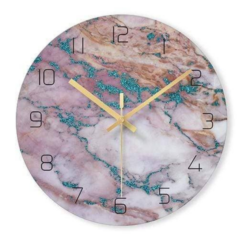 TickLure – Dekorative Wanduhr mit Marmoroptik und geräuschlosem Uhrwerk