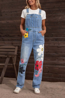 Zelie – Jumpsuit mit weitem Bein und Blumenmuster verstellbaren Trägern und Taschen