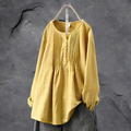 Romy – Locker sitzende Bluse mit langen Ärmeln und Knopfleiste vorne