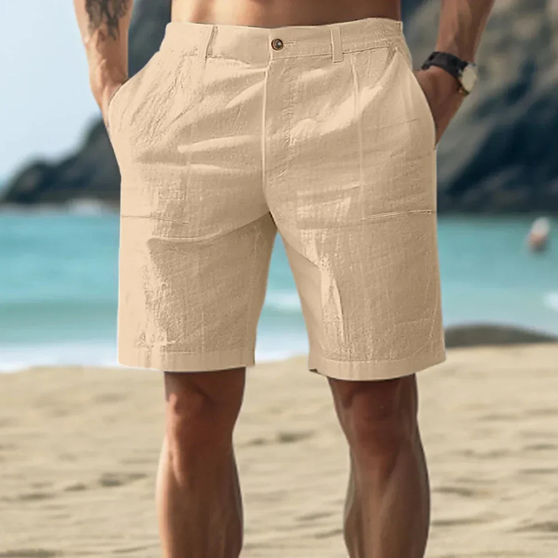 Rainer – Leichte Shorts mit Taschen und Hosenschlitz mit Knopfleiste