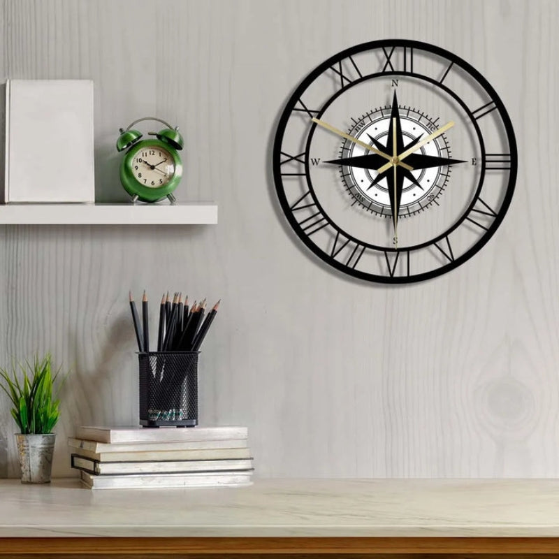 ClockHaven – Kompasskarten-Wanduhr mit Richtungsdesign für stilvolle Räume