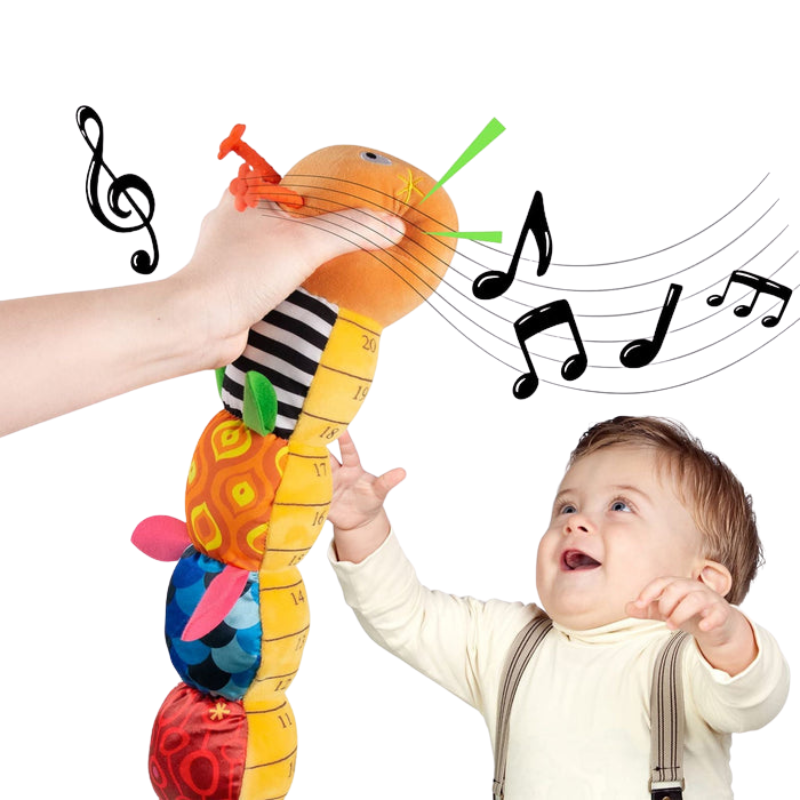 TuneWiggle – Langes weiches Raupenspielzeug mit strukturierten Musiksegmenten