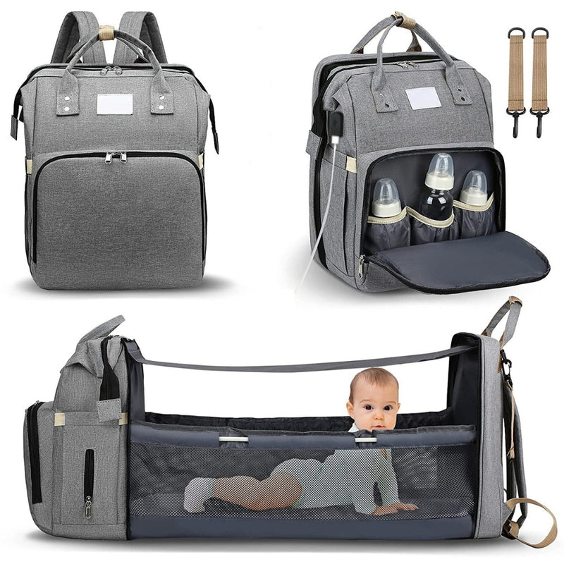 BabyNest - Tragbare Wickeltasche mit klappbarem Bett und organisierter Aufbewahrung