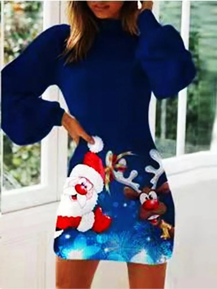 Clara – Lässiges bedrucktes Langarmkleid mit Stehkragen