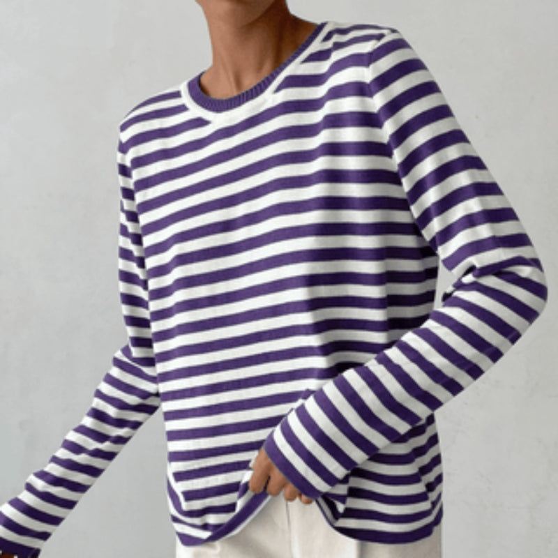 Cornelia – Eleganter Streifenpullover mit Rundhalsausschnitt und langen Ärmeln