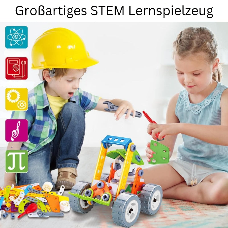 CreatiBuild - Bauklotz Set für Kinder mit Aufbewahrungsbox und kreativem Konstruktionsspiel
