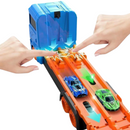 TrackTrekka – 3 in 1 Autotransporter mit klappbarer Rennstrecke und eingebautem Stauraum