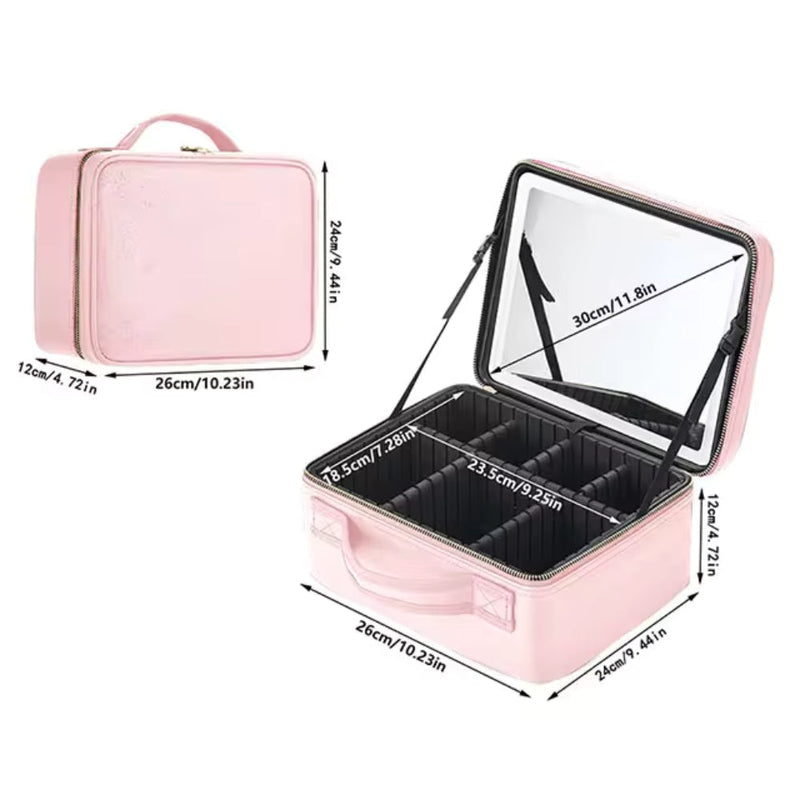 TidyGlow – Moderner make up organizer mit spiegel und LED beleuchtung