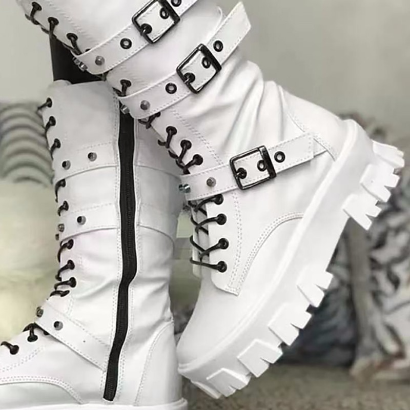 Emilia – Lässige rutschfester Sohle Stiefel mit Reißverschluss und Schnallen