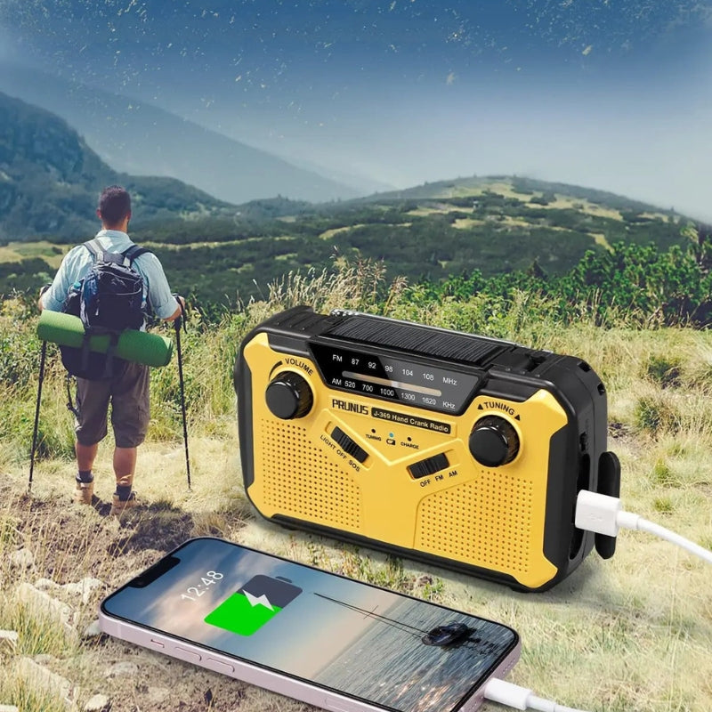 SafeSignal - Tragbares Notfallradio mit LED Taschenlampe Powerbank und Solaraufladung