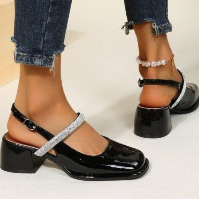 Elena – Trendige Slingback Sandalen mit quadratischer Zehenpartie und Blockabsatz