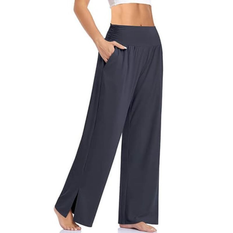 Eliana – Stylische Yogahose mit hohem Bund Seitentaschen und weitem Beinschnitt