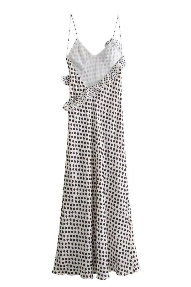 Elara – Polka Dot Kleid mit elegantem V-Ausschnitt und verstellbaren Trägern