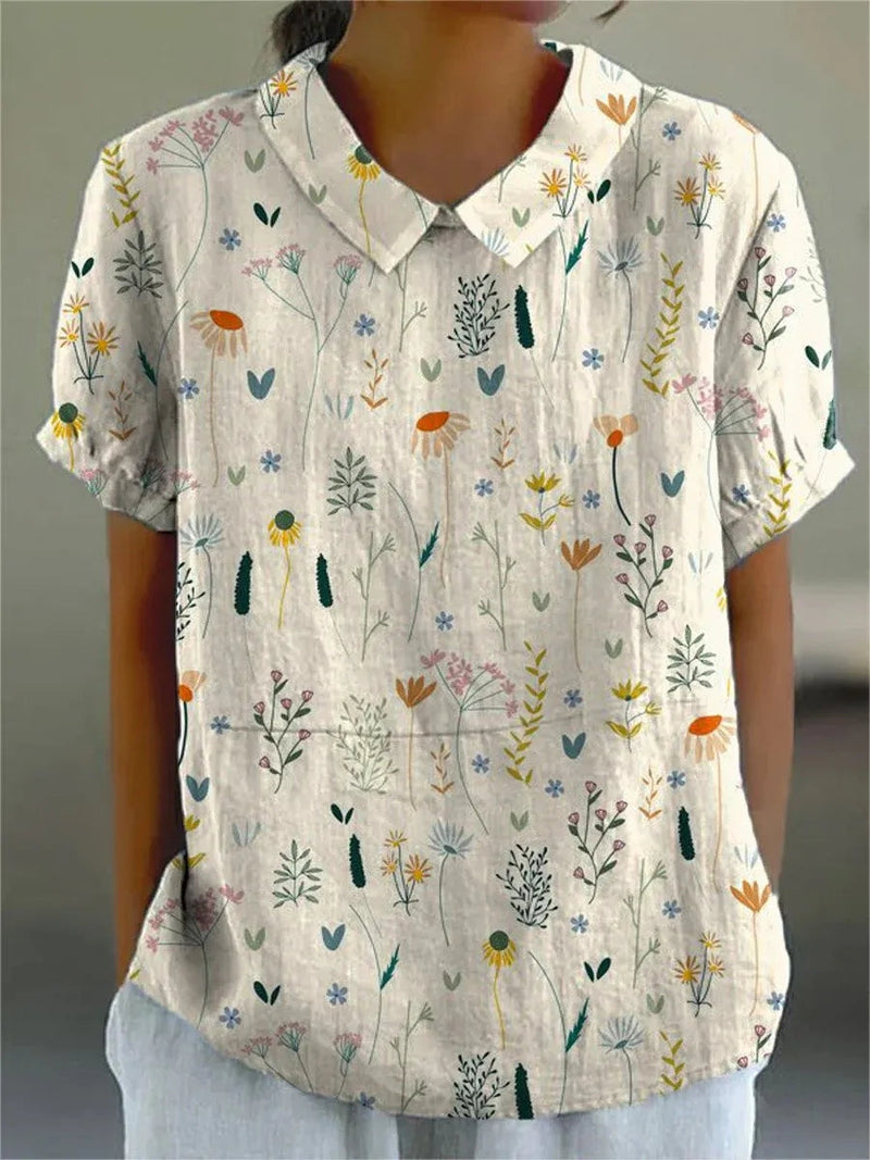 Antonia - Leichte kurzärmelige Bluse mit Blumendruck und lockerer Passform